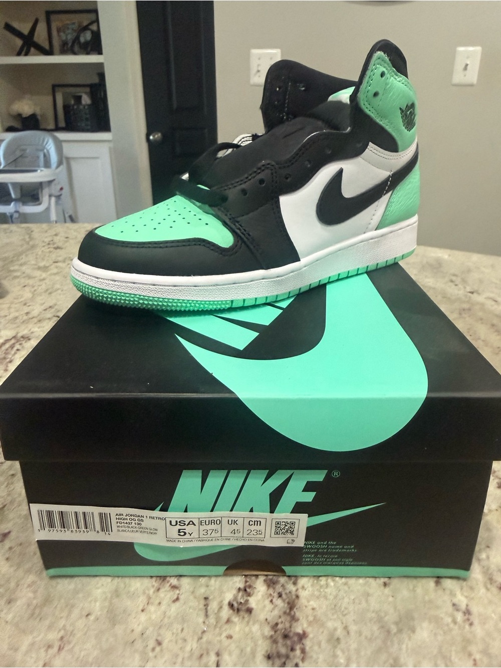 Jordan Kids Sneakers Black Mint Green White